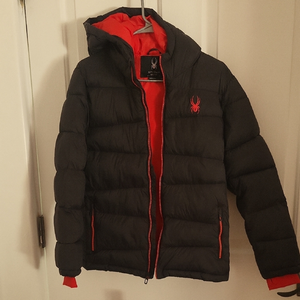 Spyder Boys Black and Red Puffer Ski Jacket